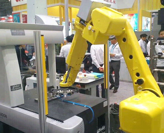 Safety light barrier around a robot cell perimeter