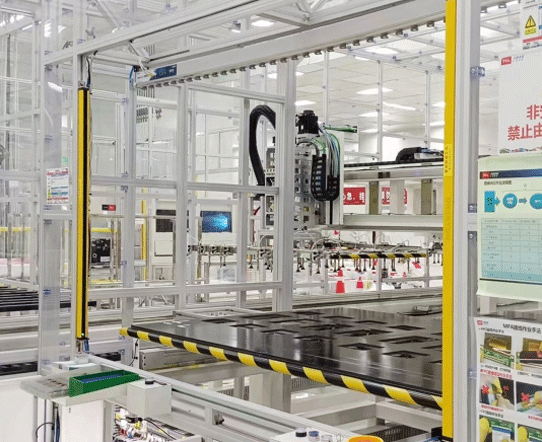 Safety light screen guarding on a press machine — compact hand protection