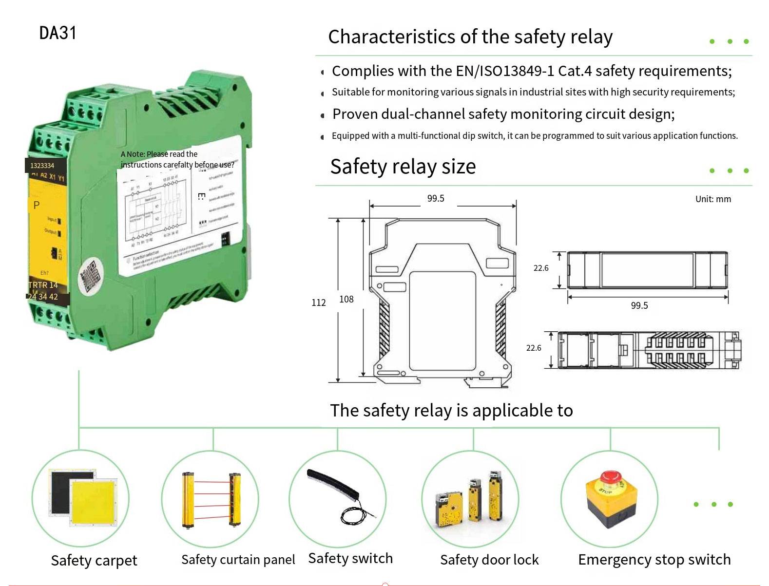 PNP wiring example with safety relay: DQC OSSD/EDM to Mitsubishi FX5U
