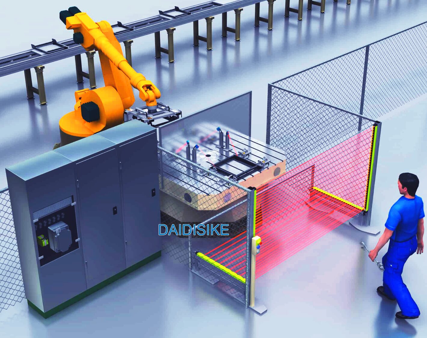 Single sided area security protection infrared grating